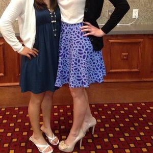 Blue floral -medium- flowy skirt- high waisted